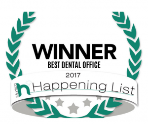 Happening List 2017 Winner badge for top dental services.